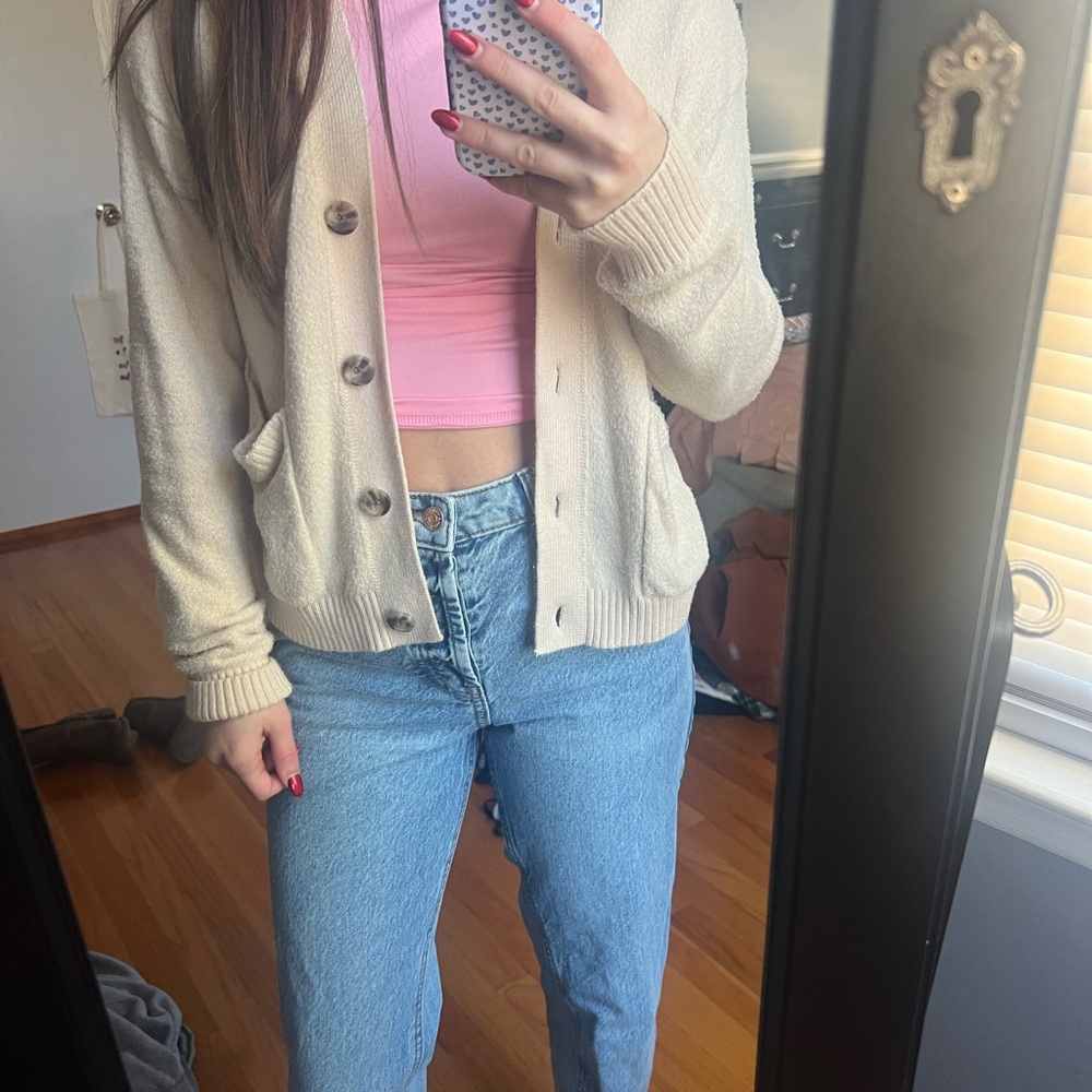 Cream Button-Up Women's Sweater